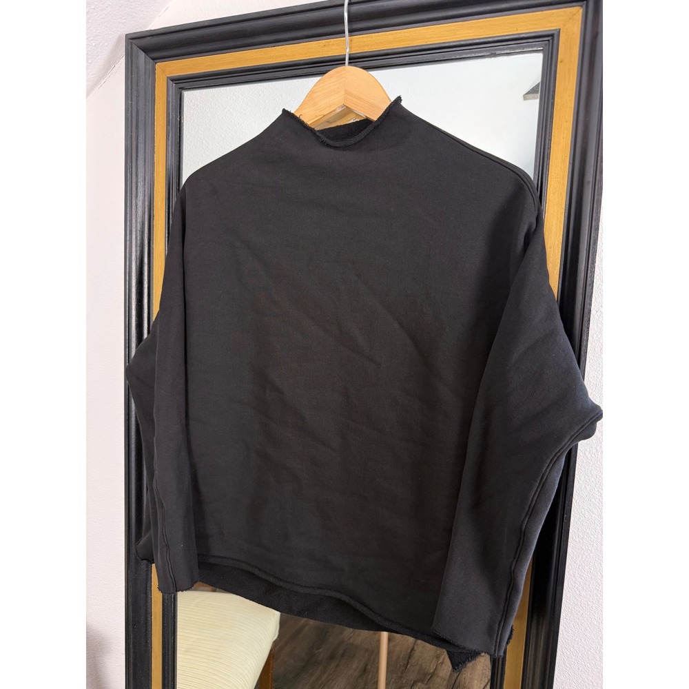 Frank & Eileen Effie Long-Sleeve Funnel Neck Capelet Black Tee Lab Size XS
